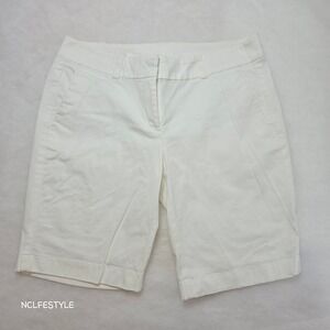 Ann Taylor Boardwalk Shorts Womens 4P White Cotton Stretch Bermuda Casual 301341